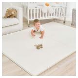 Beige Vegan Leather Baby Play Mat, 1.3' Foam