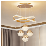 $120 Gold LED Chandeliers: 3-Color Dimmable Pendant Light