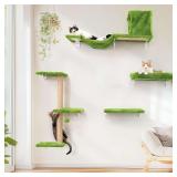 FUKUMARU Cat Wall Shelves 4-in-1 Green Kit