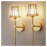 Crystal Battery Operated Wall Sconces, 2-Pack, Gold