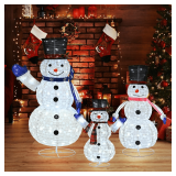 3-Piece Pre-lit Snowmen, 2ft/3ft/5ft LED Decorations