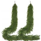 2 Pcs Artificial Norfolk Pine Garland, 6ft Christmas