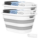 43L Collapsible Laundry Baskets, 2-Pack, Grey