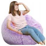 Fluffy Bean Bag Chair   3FT Round Memory Foam Filled