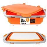 Drip EZ Collapsible BBQ Prep Tubs Set (2) XL - Orange