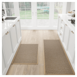 Kitchen Mat Set of 2 Cushioned Rugs 17.3x47'+30' Brown