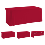 HAORUI Open Back Table Skirts, 4Pack, 6ft Red
