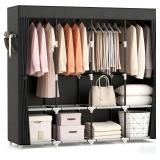 VTRIN Portable Closet 67' Wide, 4 Shelves, Rods, Black