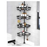 KEGII Corner Shower Caddy Tension Rod, Black
