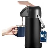 Gezoss 102oz/3L Coffee Carafe with Pump, Insulated Black