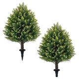 21' White Berries Topiary Balls, Ground Spike, 2 Pack