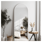 Arched White Full Length Mirror 64x21 Aluminum Frame