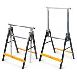 Metal Saw Horses 2-Pack, Folding, 880 lb Load, 7-Height