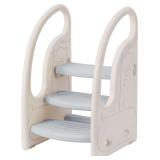Onasti Kids 3 Step Stool - Grey/White, Non-Slip, Handles