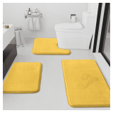 HUXMEYSON 3-Piece Bath Rugs Set, Non-Slip, Velvet Yellow