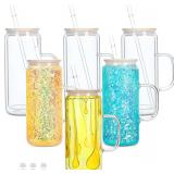 20 Oz Glass Snow Globe Tumbler with Handle (6 Pack)
