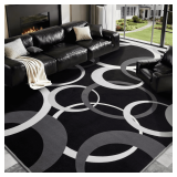$140 YIHOUSE 8x10 Ft Area Rug   Black/White Geometric