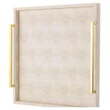 Large Ottoman Tray for Coffee Table with Gold Handles