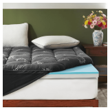 $104 BEDLORE 4' Memory Foam Topper Full, 2-in-1, Dark Gray