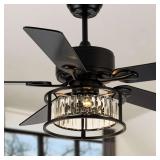 $150 52-Inch Chandelier Ceiling Fan with Remote, Black
