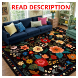 Floral Nursery 8x10 Area Rug, Washable Boho, Non-Slip
