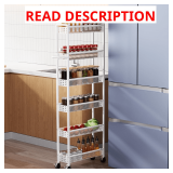 6-Tier Slim Storage Cart with Wheels, White, 6' D