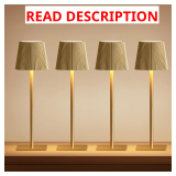 LUTEC 4-Pack Cordless Table Lamp, 6000mAh, Gold
