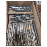 1 lot containing both regular and tapper shank carbon steel drill bits  in various sizes