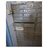 2 metal storage cabinets with contents.