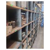 lot contains a 98 by 77 inch wood and metal shelf contents not included