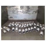 Shelf of black/ galvanized pipe fittings