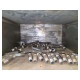 Shelf of black/ galvanized pipe fittings