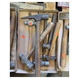 Box of assorted hammers