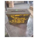 vintage metal ammunition storage box,
