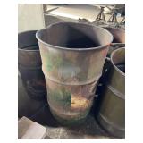 1 medium sized metal barrel no handles.