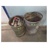 2 Small Trash Cans w/ Scrap Metal