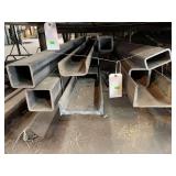 11 pieces of various large square tubing, rectangular tubing and channel ranging from 4’ to 20’