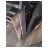 contents between shelves.  several pieces of diamond plate and sheet metal. sizes ranging from rements to 7ft panel.