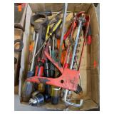 Box of screw drivers, caulking gun