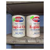 2 cans of amsoil engine oil cans