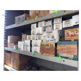 Contents of shelves various sizes hex bolts and nuts 7/16, 5/8, 1/4, 1/2