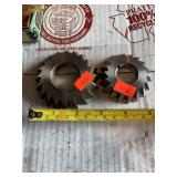 Two milling angle cutters 3” and 2 1/2”.