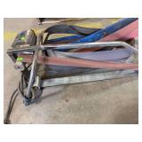 portable belt grinder / belt sander setup with multiple sanding belts