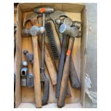 Box of ball peen and shaping hammers