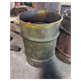 1 medium sized metal barrel no handles