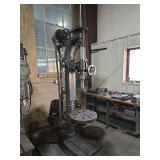 3- Phase Vintage radial drill press — Mine & Smelter Supply Co. distributor — belt‑drive