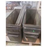 2 military-style ammunition storage containers, specifically indicating it held 100 20mm cartridges in M14 links.