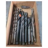 1 lot of various sized tapper shank carbon steel drill bits