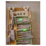 4 boxes  of punches (such as pin punches or taper punches) along with a puddy knives and hand tools