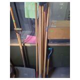 lot contains 10 wooden repair handles, 2 snow shovels.